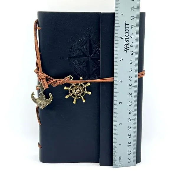 MALEDEN Leather Journal Notebook, Vintage Spiral Notebook Refillable Black - Picture 9 of 11